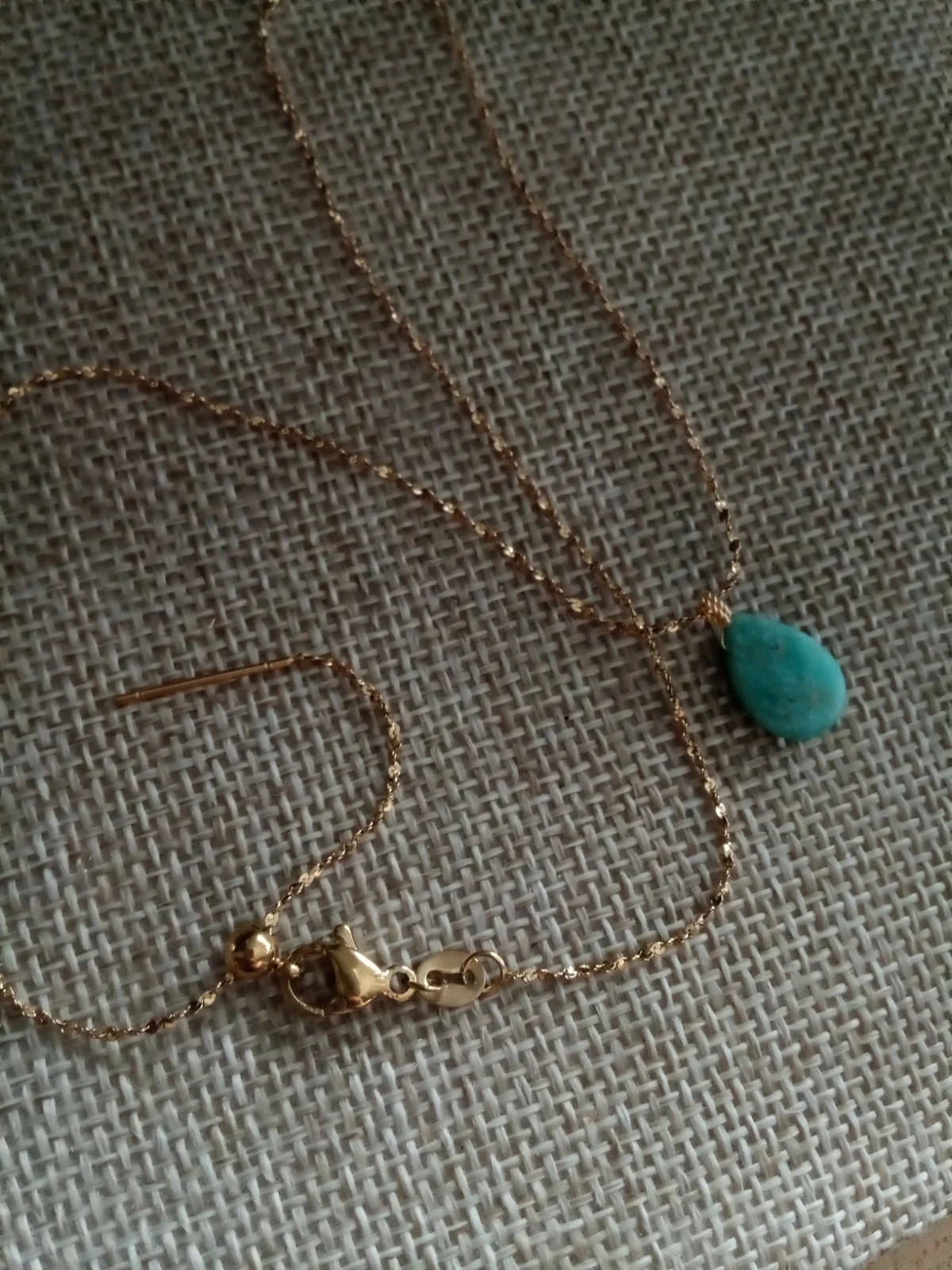 Collier en acier inoxydable et pierre d'amazonite naturelle – photo 2